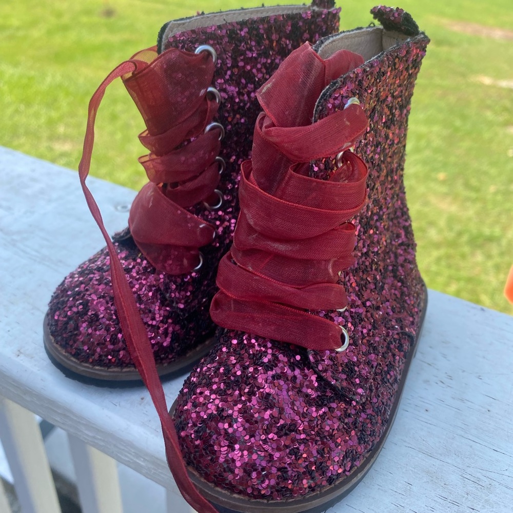 A bear co glitter combat boots